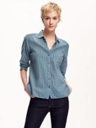 Old Navy Classic Gingham Print Shirt For Women - Blue/green