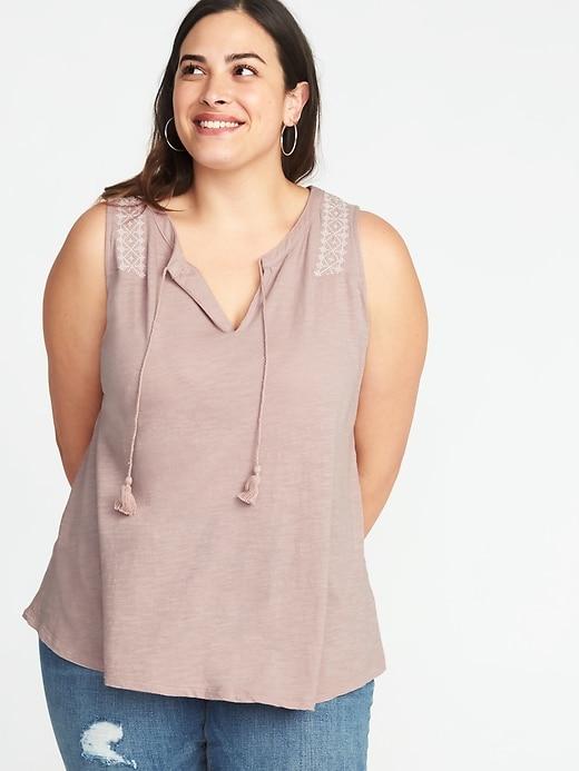 Old Navy Womens Plus-size Sleeveless Tassel-tie Top Briquette Size 1x