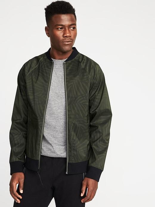 Old Navy Mens Go-h20 Water-resistant Bomber Jacket For Men Olive Camouflage Size Xl