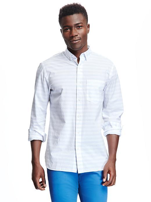 Old Navy Slim Fit Striped Shirt For Men - Monet Blue