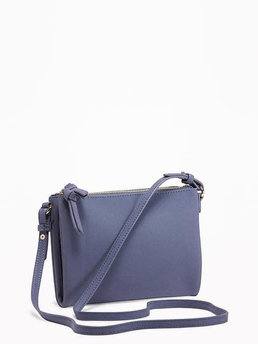 Old Navy Sueded Double Zip Crossbody Bag For Women - Blue Dusk