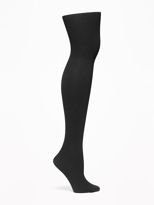 Old Navy Womens Rib-knit Tights For Women Blackjack Size M/l
