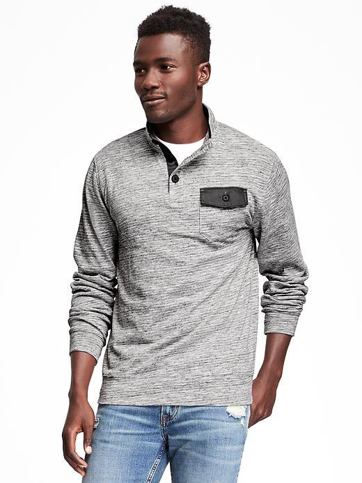 Old Navy Mock Neck Pullover For Men - Heather Grey