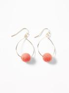 Old Navy Womens Wrapped-ball Hoop Earrings For Women Pink Multi Size One Size