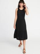 Old Navy Womens Sleeveless Ruffle-hem Jersey Fit & Flare Dress For Women Black Size Xs