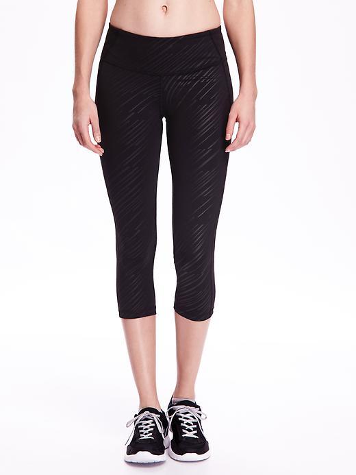 Old Navy Go Dry Compression Crops 20 - Black Diagonal Stripe