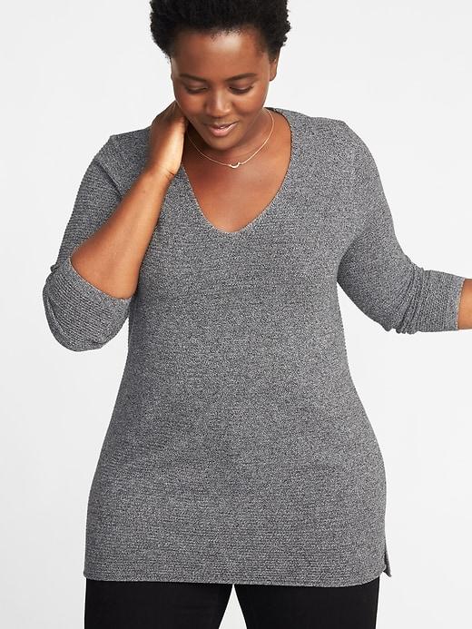 Old Navy Womens Textured V-neck Plus-size Tunic Sweater Gray Size 3x