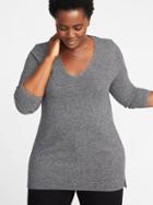 Old Navy Womens Textured V-neck Plus-size Tunic Sweater Gray Size 3x
