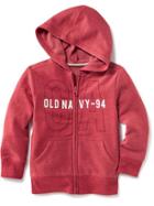 Old Navy Logo Zip Front Fleece Hoodie - Right Said Red