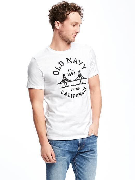 Old Navy Logo Graphic Crew Neck Tee For Men - Bright White