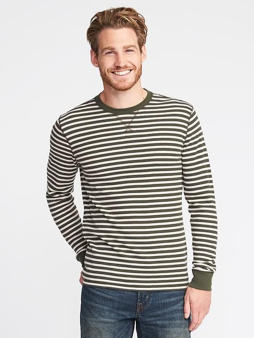 Old Navy Striped Soft Washed Built In Flex Thermal Tee For Men - About Thyme