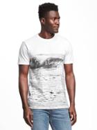 Old Navy Soft Washed Graphic Crew Neck Tee For Men - Bright White