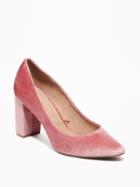Old Navy Womens Velvet Block-heel Pumps For Women Soft Pink Size 6