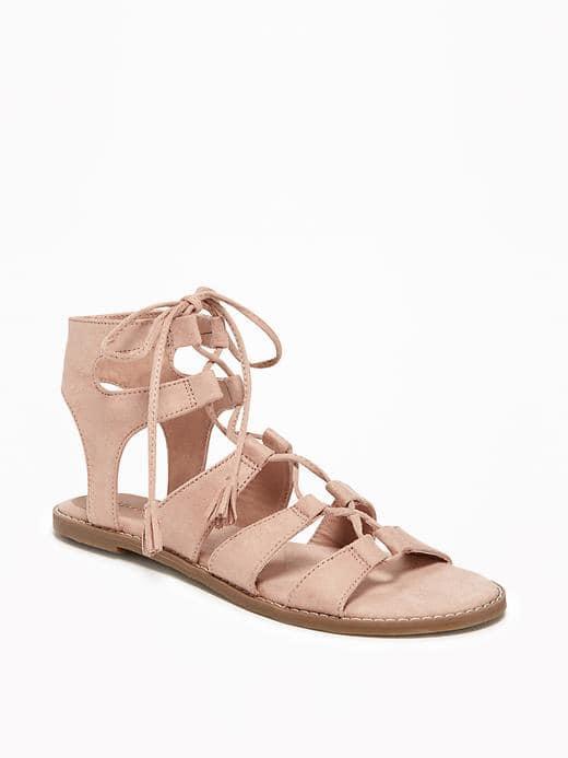 Old Navy Lace Up Gladiator Sandals For Women - Blushin' Up