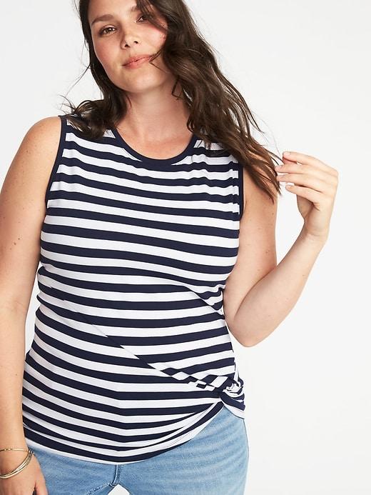 Old Navy Womens Semi-fitted Plus-size Sleeveless Twist-front Top Navy Stripe Size 4x