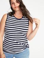 Old Navy Womens Semi-fitted Plus-size Sleeveless Twist-front Top Navy Stripe Size 4x