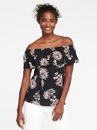 Old Navy Off The Shoulder Swing Top For Women - Black Print