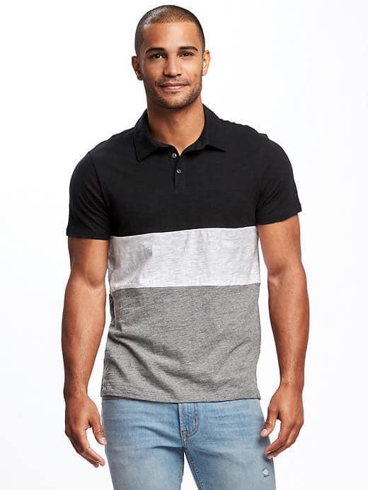 Old Navy Color Blocked Polo For Men - Blackjack