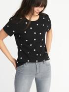 Old Navy Womens Everywear Slub-knit Tee For Women On Black Dot Size S