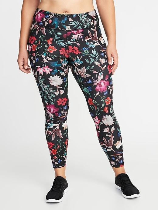 Old Navy Womens High-rise Plus-size 7/8-length Compression Leggings Multi Floral Size 4x