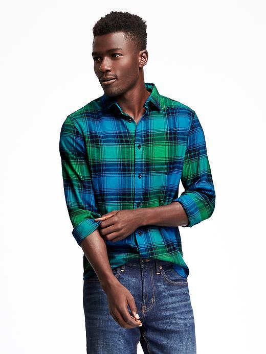 Old Navy Regular Fit Plaid Flannel Shirt For Men - Ribbet Green