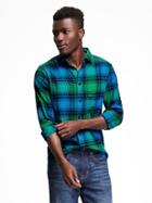 Old Navy Regular Fit Plaid Flannel Shirt For Men - Ribbet Green
