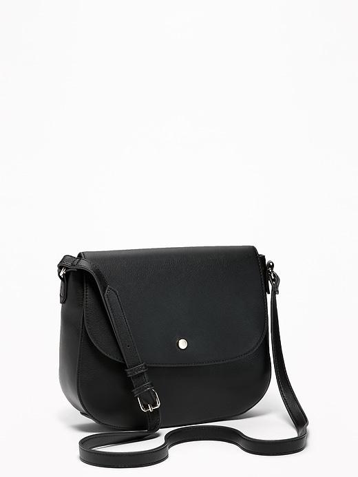 Old Navy Womens Faux-leather Saddle Bag For Women Blackjack Size One Size
