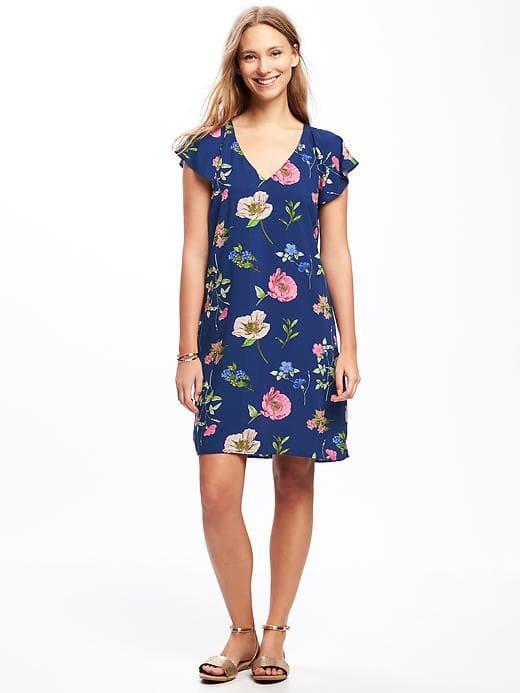 Old Navy Flutter Sleeve Shift Dress For Women - Navy Floral