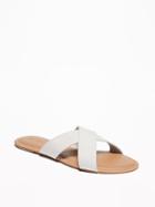 Old Navy Womens Faux-suede Crisscross Slide Sandals For Women Light Gray Size 6