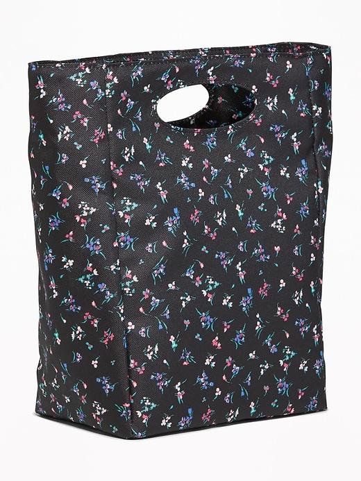 Old Navy Womens Graphic Canvas Lunch Tote Black Floral Size One Size