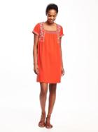 Old Navy Embroidered Trim Dress For Women - Sea Anemone