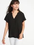 Old Navy Womens Lightweight Split-neck Top For Women Blackjack Size L