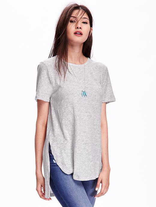 Old Navy Short Sleeve Tunic Tee - Light Heather Gray