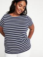 Old Navy Womens Plus-size Mariner-stripe Thick-knit Tee Navy Stripe Size 2x
