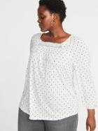 Old Navy Womens Relaxed Plus-size Crochet-trim Top Black Dots Size 1x