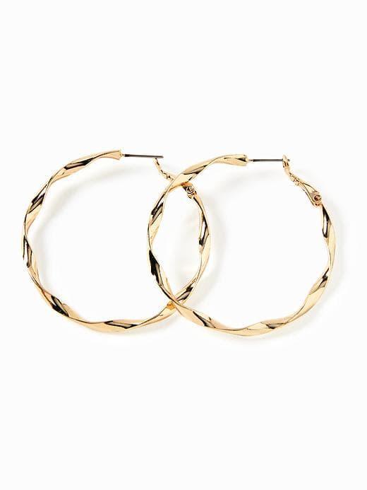 Old Navy Twisted Hammered Metal Hoop Earrings For Women - Gold