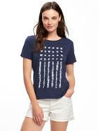 Old Navy Everywear Graphic Curved Hem Tee For Women - Lost At Sea Navy