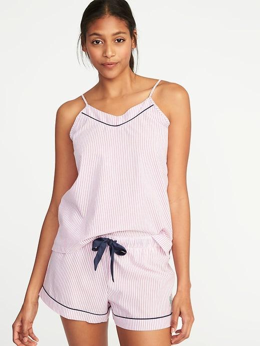 Old Navy Womens Relaxed Poplin Sleep Cami For Women Pink Stripe Size Xs