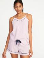 Old Navy Womens Relaxed Poplin Sleep Cami For Women Pink Stripe Size Xs