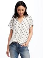 Old Navy Lightweight Split Neck Cocoon Blouse For Women - White