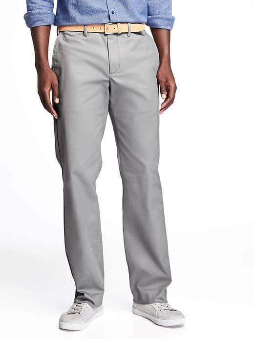 Old Navy Straight Non Iron Built In Flex Khakis For Men - Gray Stone