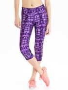 Old Navy Womens Active Patterned Compression Capris 20&quot; Size L Tall - Purple Geometric