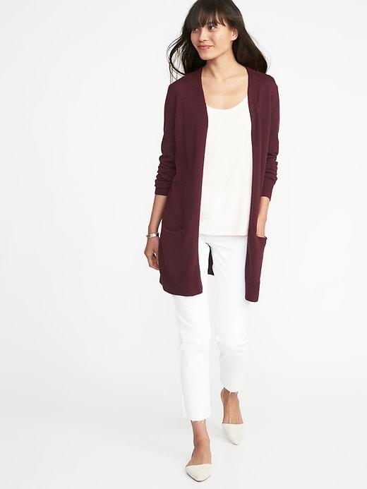 Old Navy Womens Long-line Open-front Sweater For Women Wine Heather Size M