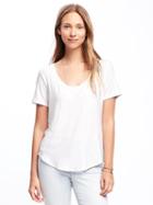 Old Navy Womens Luxe Curved-hem Tee For Women Cream Size L