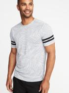 Old Navy Mens Go-dry Printed Sleeve-stripe Tee For Men Gray Size M
