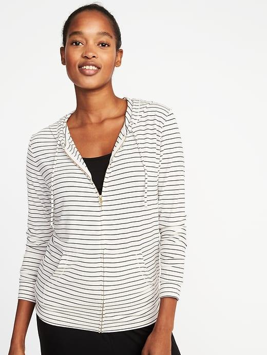 Old Navy Womens Relaxed Lightweight Full-zip Hoodie For Women Black Stripe Top Size Xl