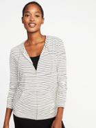 Old Navy Womens Relaxed Lightweight Full-zip Hoodie For Women Black Stripe Top Size Xl