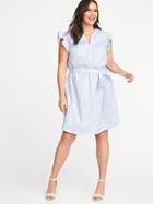 Old Navy Womens Sleeveless Tie-belt Plus-size Shirt Dress Light Blue Print Size 1x