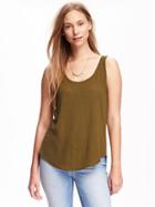 Old Navy Relaxed Curve Hem Linen Tank For Women - Gathering Moss