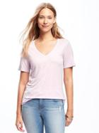 Old Navy Relaxed V Neck Tee For Women - Lilac Ice